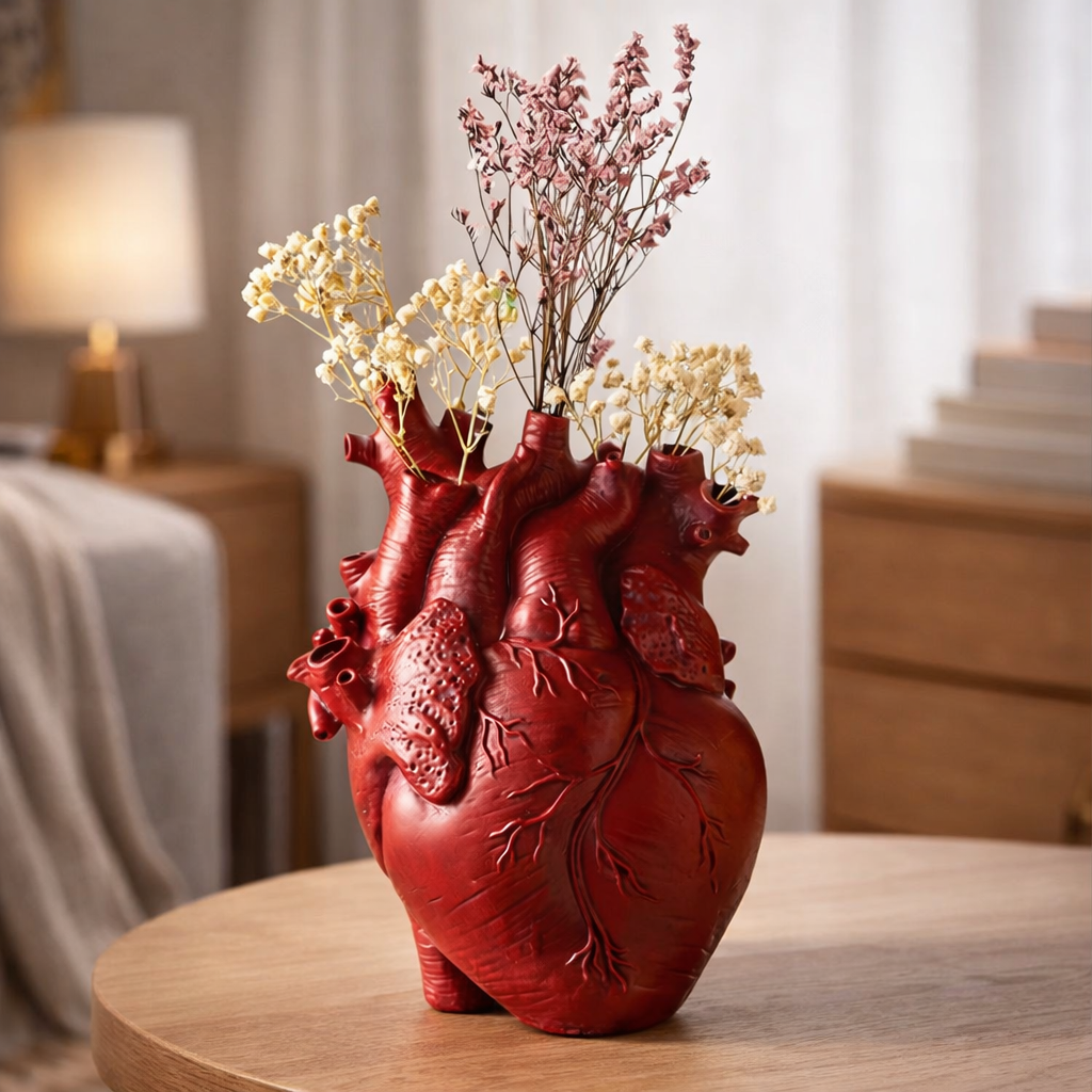 Nordic Anatomical Heart Vase – Resin Decorative Flower Pot & Artistic Anatomy Sculpture for Home Decor