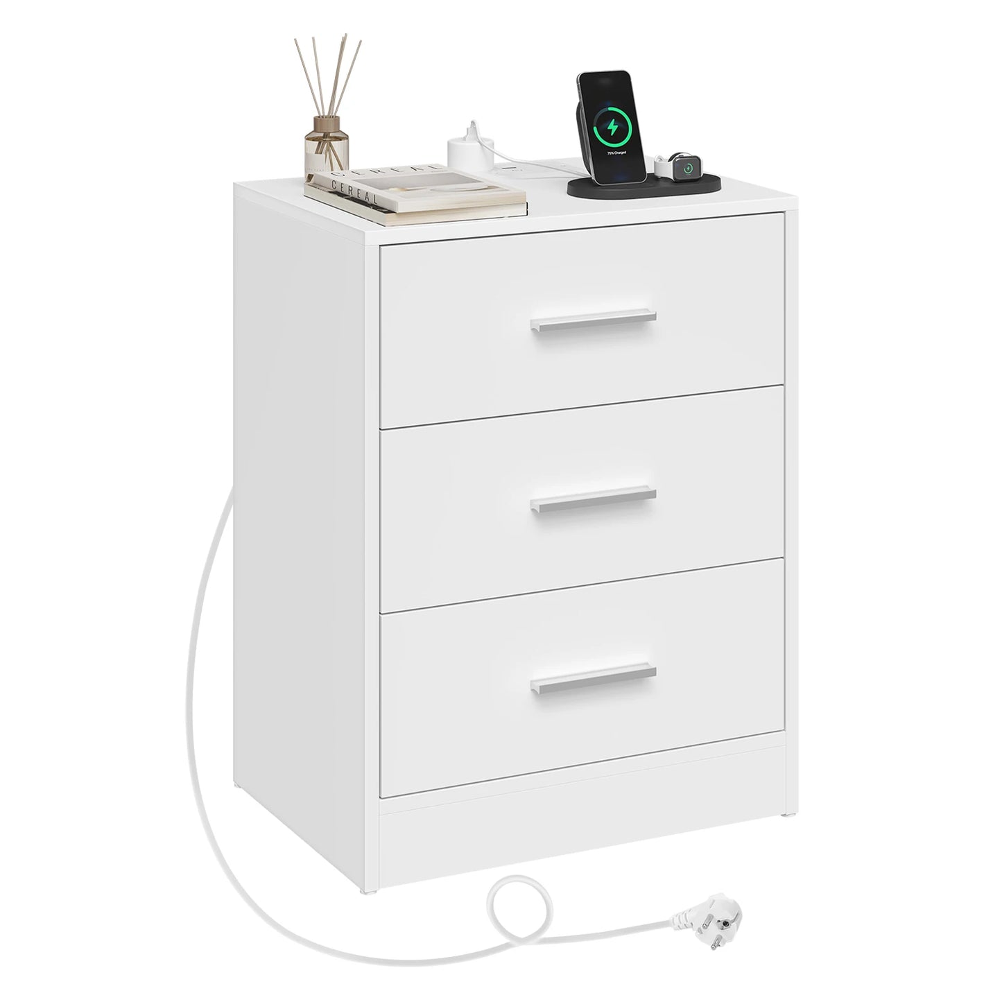 WOLTU Modern Nightstand with Charging Station