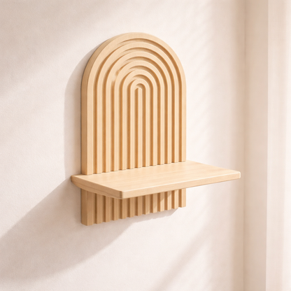 Boho Wooden Floating Wall Shelf