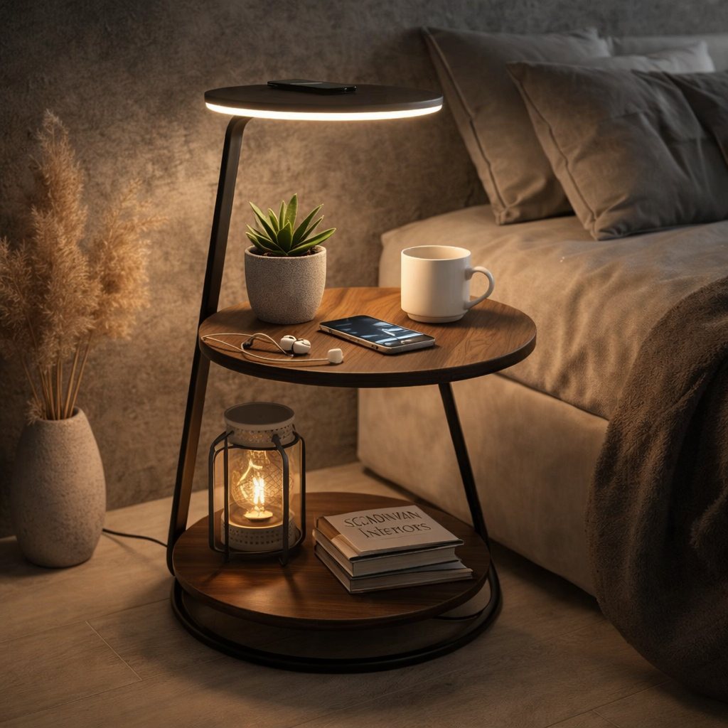 Modern LED Floor Lamp with Shelf