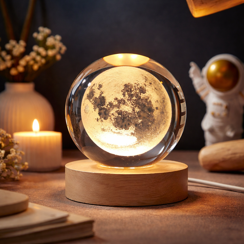 3D Crystal Ball Galaxy Night Light USB LED Table Lamp