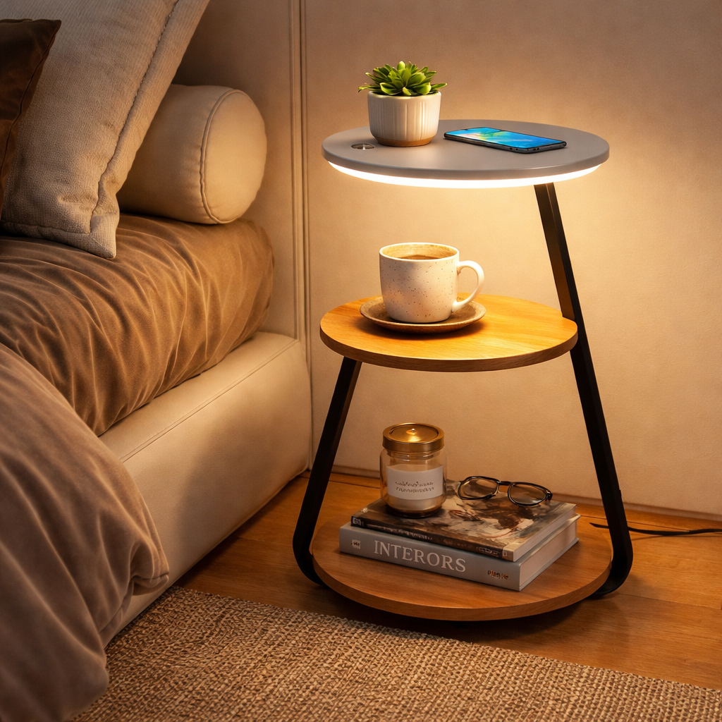 Modern LED Floor Lamp with Shelf