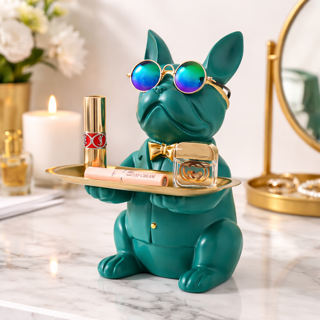 Multi-Functional Bulldog Tray Statue