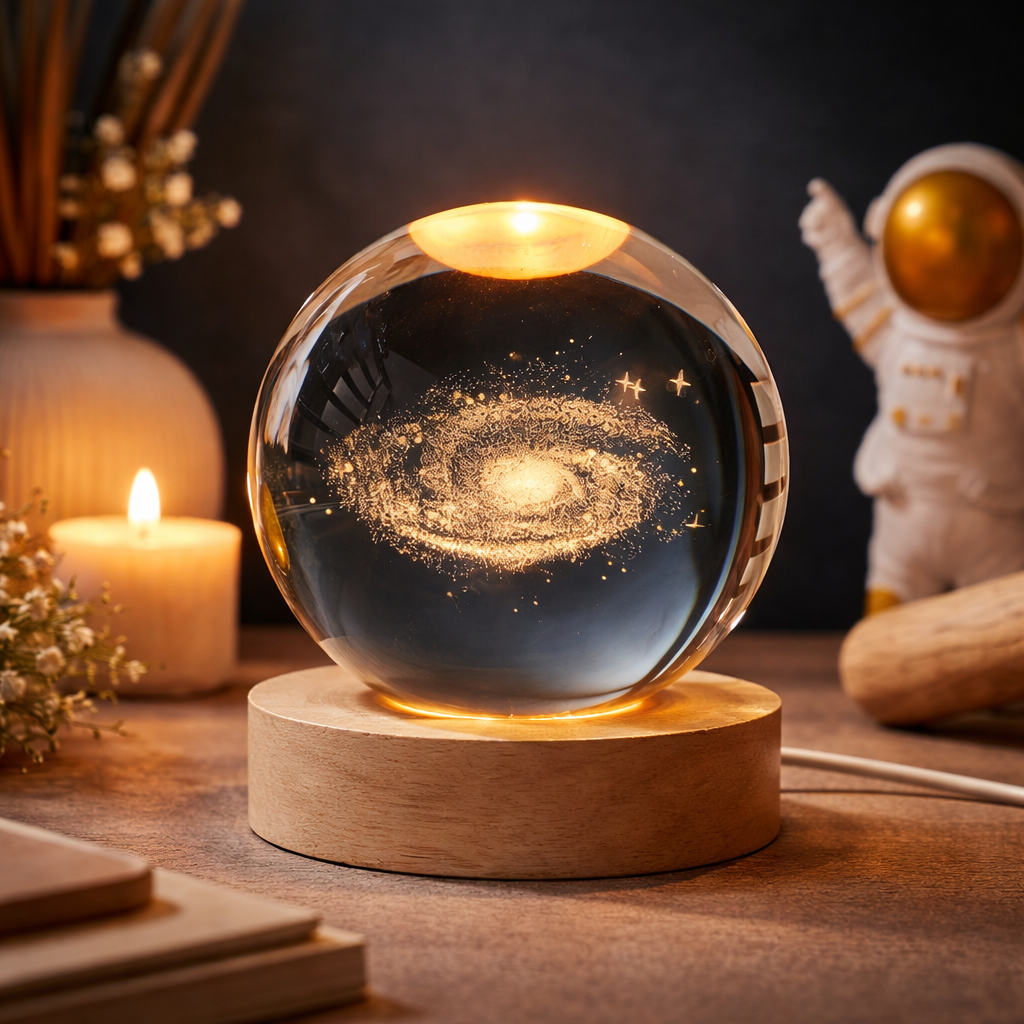 3D Crystal Ball Galaxy Night Light USB LED Table Lamp