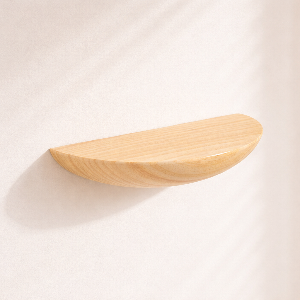 Solid Wooden Semicircle Wall Shelf