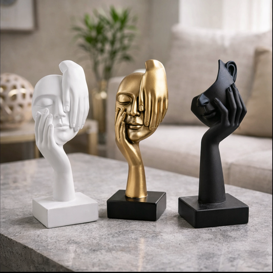 Nordic Abstract Face Resin Statue – Light Luxury Modern Sculpture Figurine for Home & Office Decor