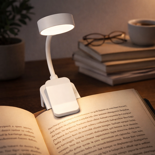 USB Rechargeable Clip Book Light – Foldable LED Reading & Night Lamp