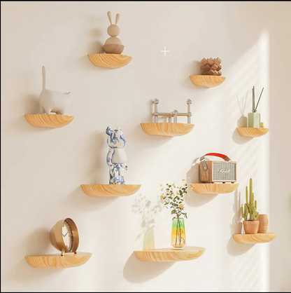 Solid Wooden Semicircle Wall Shelf