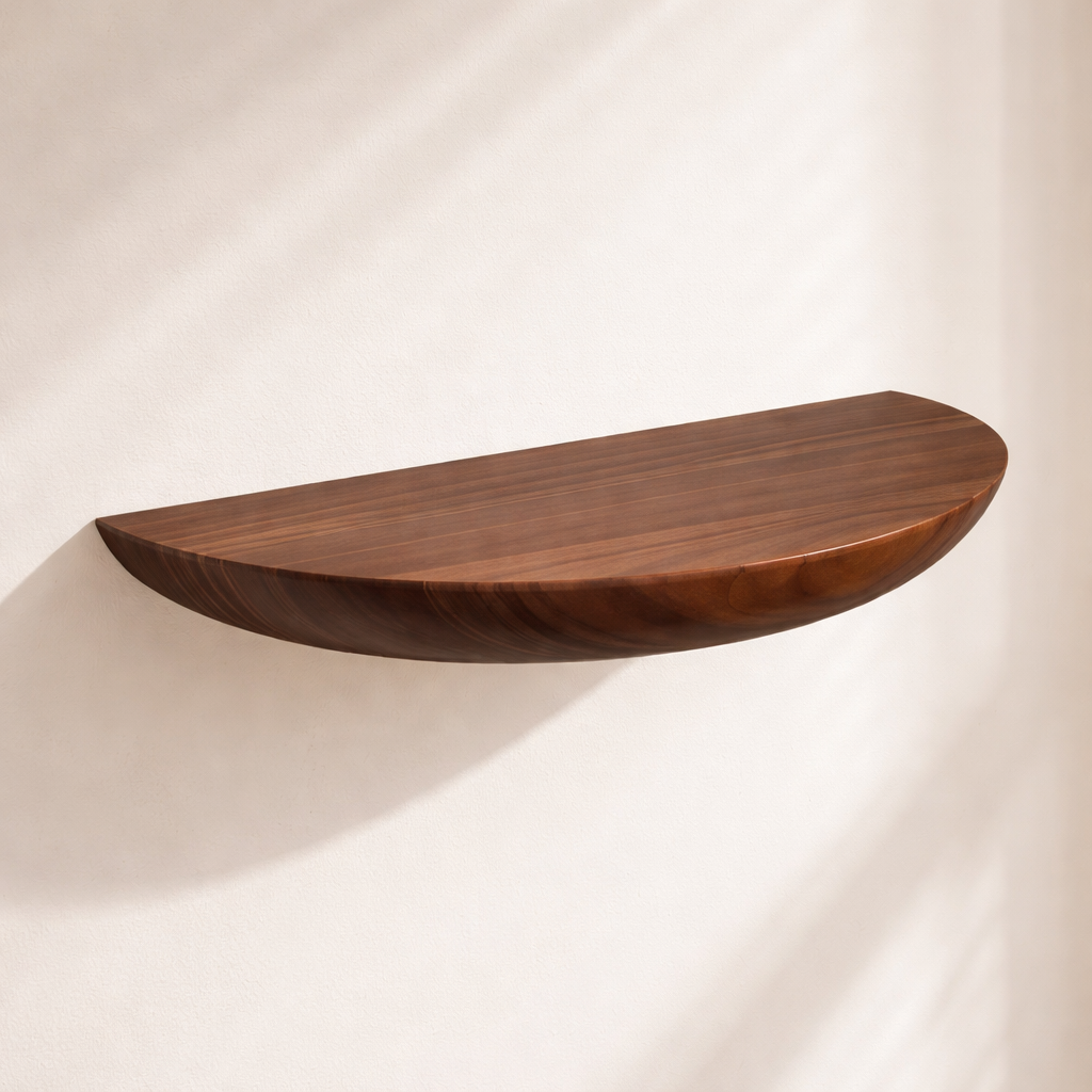 Solid Wooden Semicircle Wall Shelf