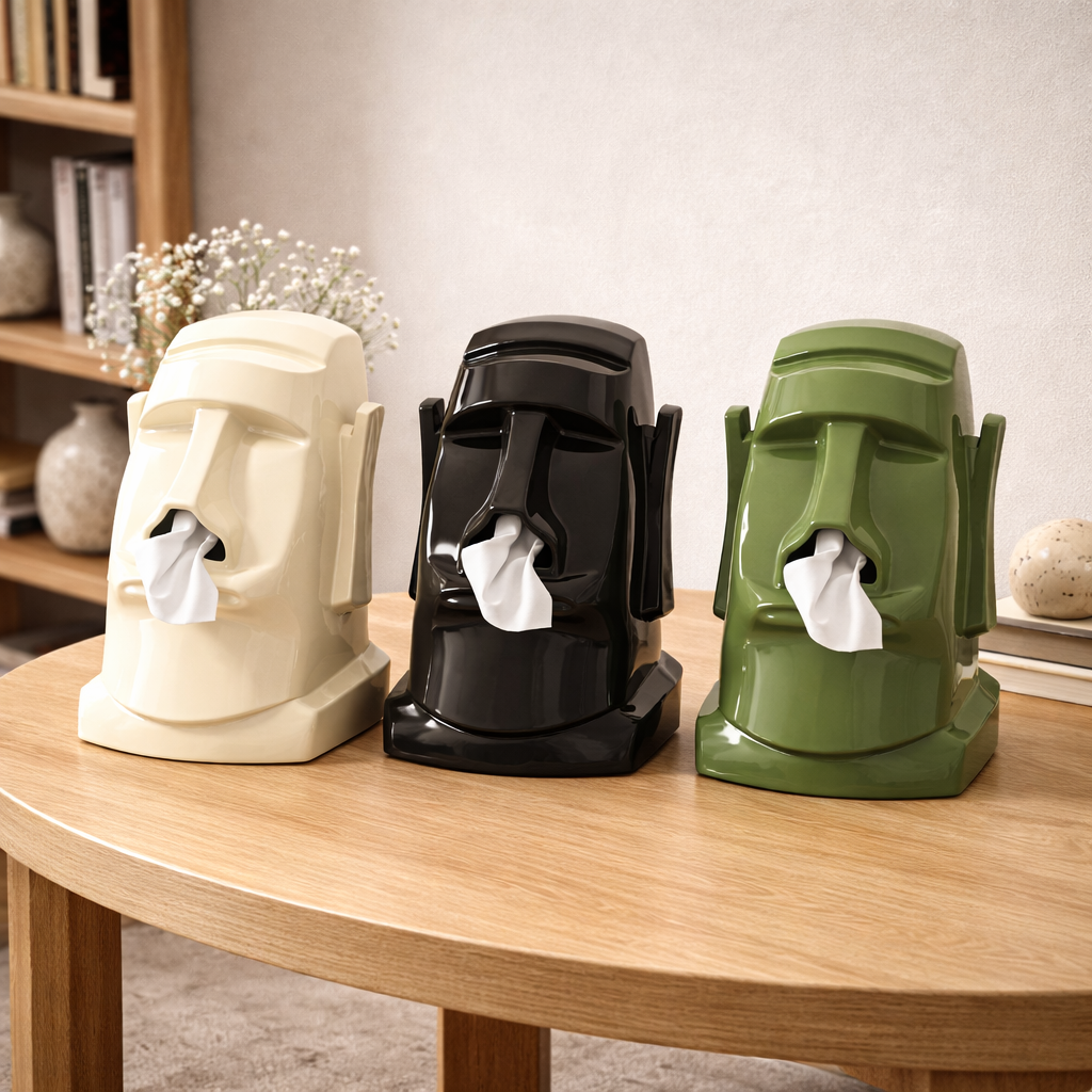 Modern Stone Figure Tissue Box – Creative Decorative Paper Towel Holder for Living Room & Bedroom
