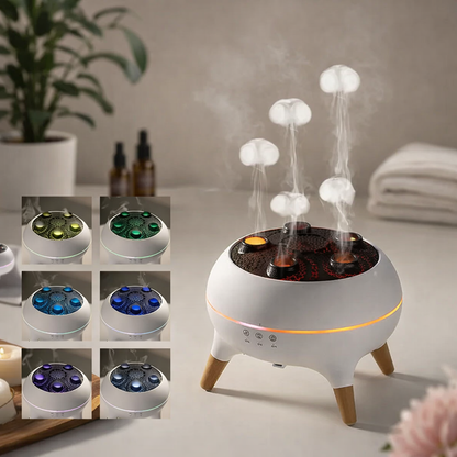 Dynamic Jellyfish Air Humidifier 250ml – Ultrasonic Essential Oil Diffuser with Remote Control, Rain Sound Effect & 7-Color Night Light