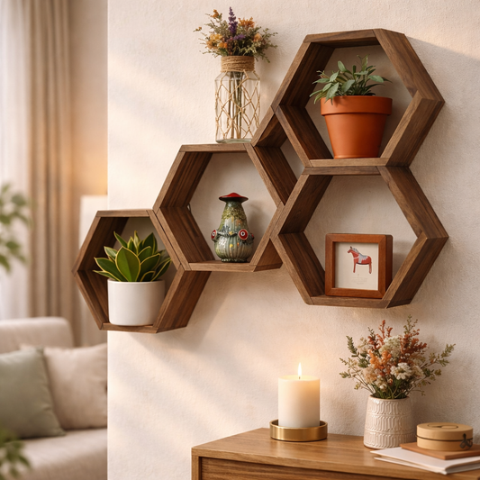 Hexagon Floating Wall Shelf