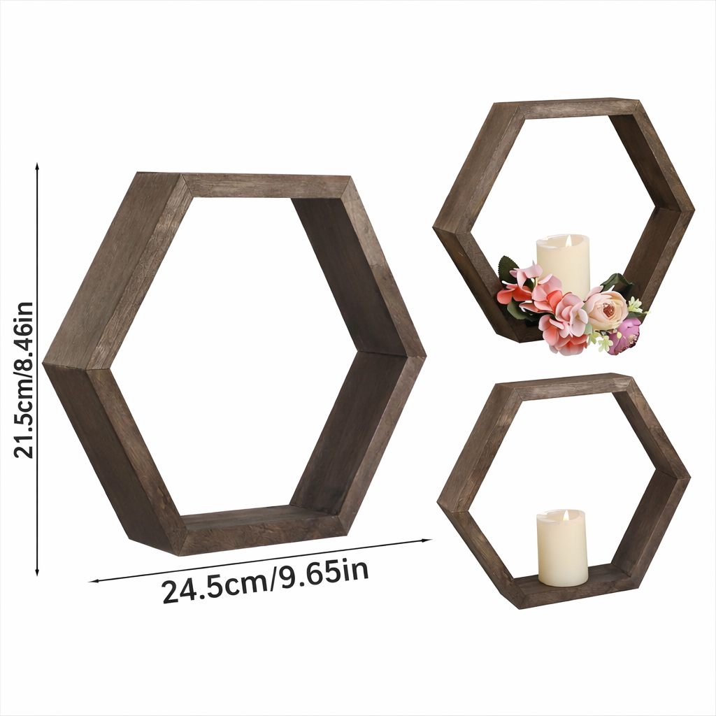 Hexagon Floating Wall Shelf