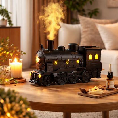 Steam Train Essential Oil Diffuser 300ml – Ultrasonic Train Humidifier with Light, Ultra Quiet Aroma Diffuser with Remote Control