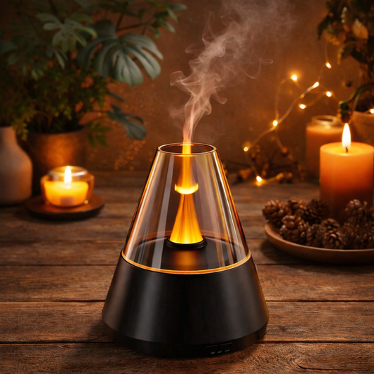 Mini Flame Aroma Humidifier USB – Essential Oil Diffuser with Colorful Night Light, Quiet Mist Maker for Home & Bedroom