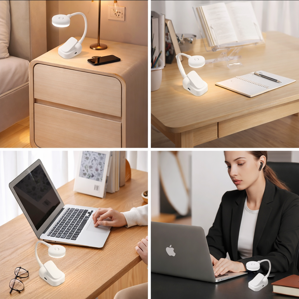 USB Rechargeable Clip Book Light – Foldable LED Reading & Night Lamp