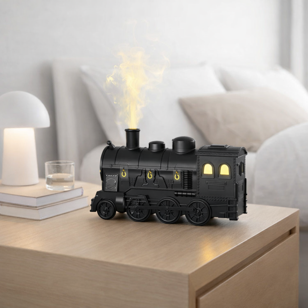 Steam Train Essential Oil Diffuser 300ml – Ultrasonic Train Humidifier with Light, Ultra Quiet Aroma Diffuser with Remote Control
