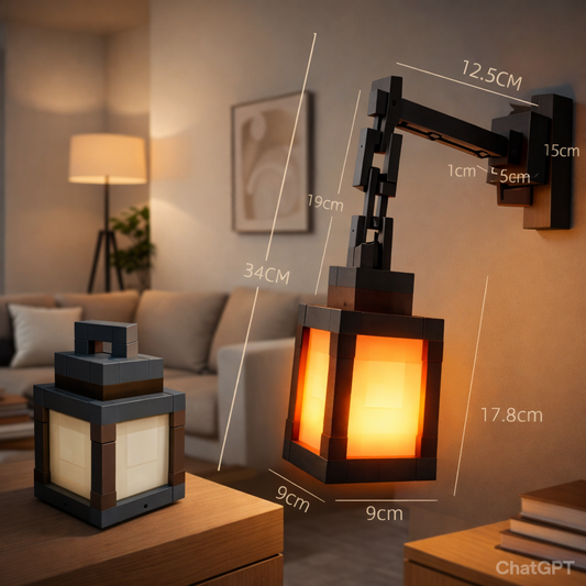 Pixel Style Night Light Portable Lantern – 16 Colors LED Table Lamp with Remote Control, Rechargeable DIY Atmosphere Light