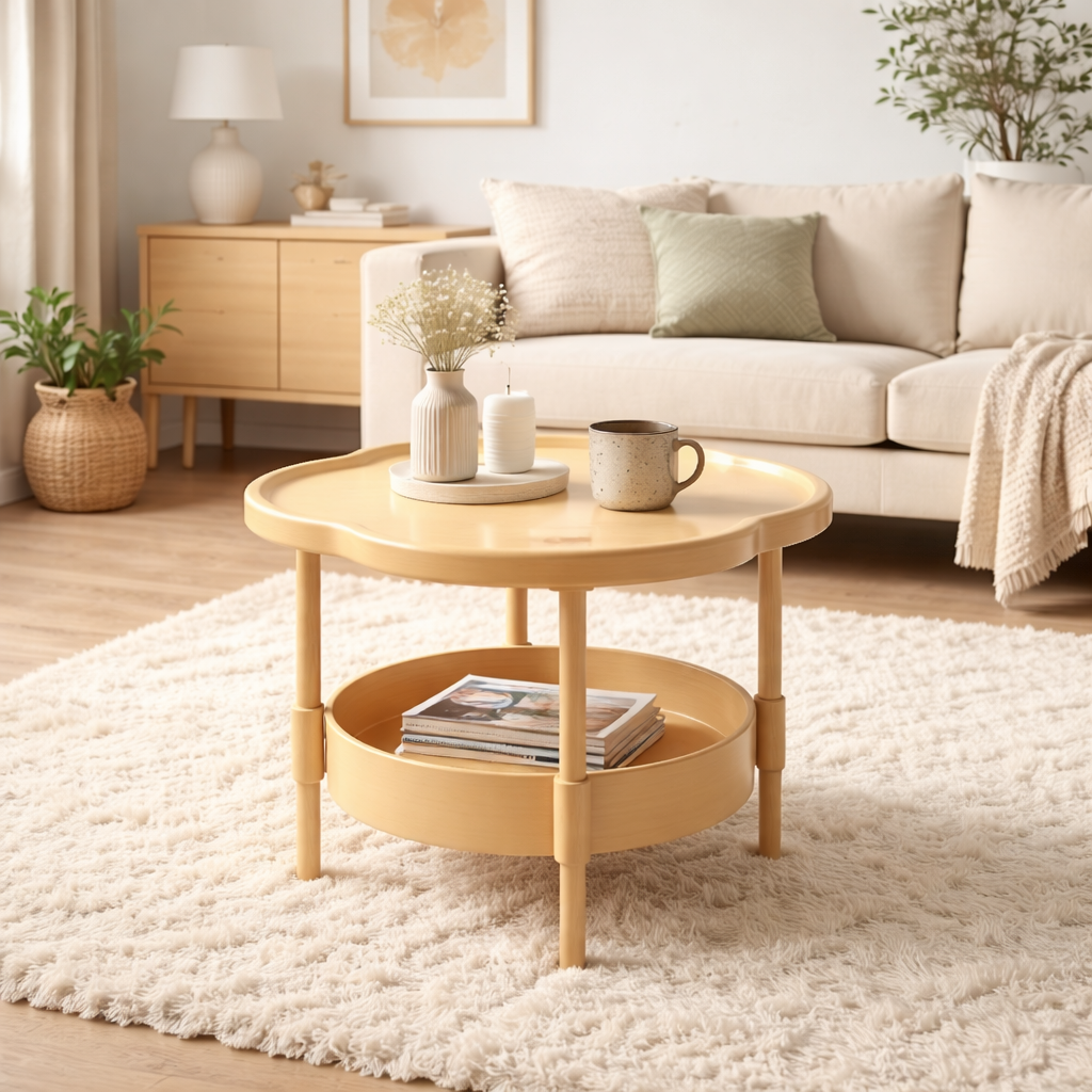 Modern Cloud Shape Coffee Table with Storage