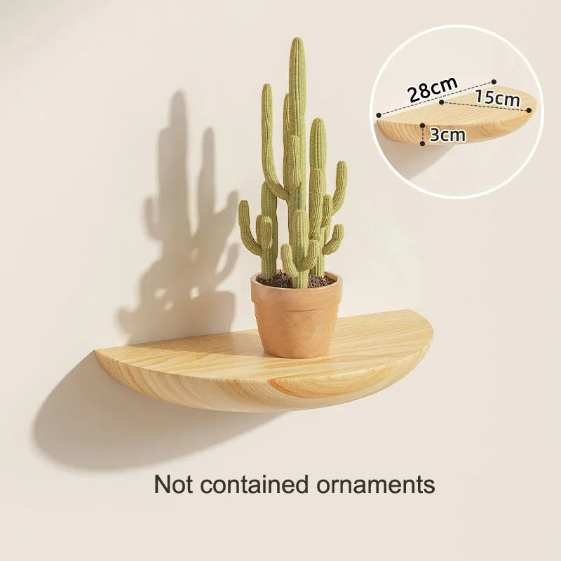 Solid Wooden Semicircle Wall Shelf