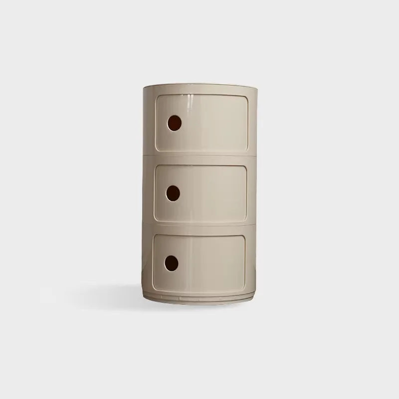 Round Nordic Bedside Table with Storage