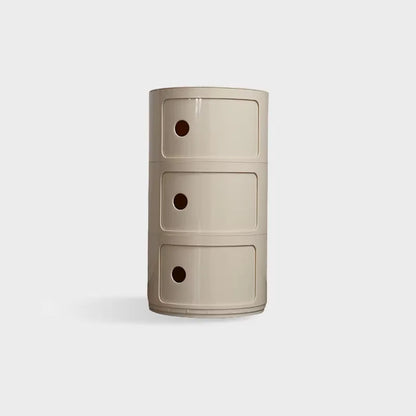 Round Nordic Bedside Table with Storage