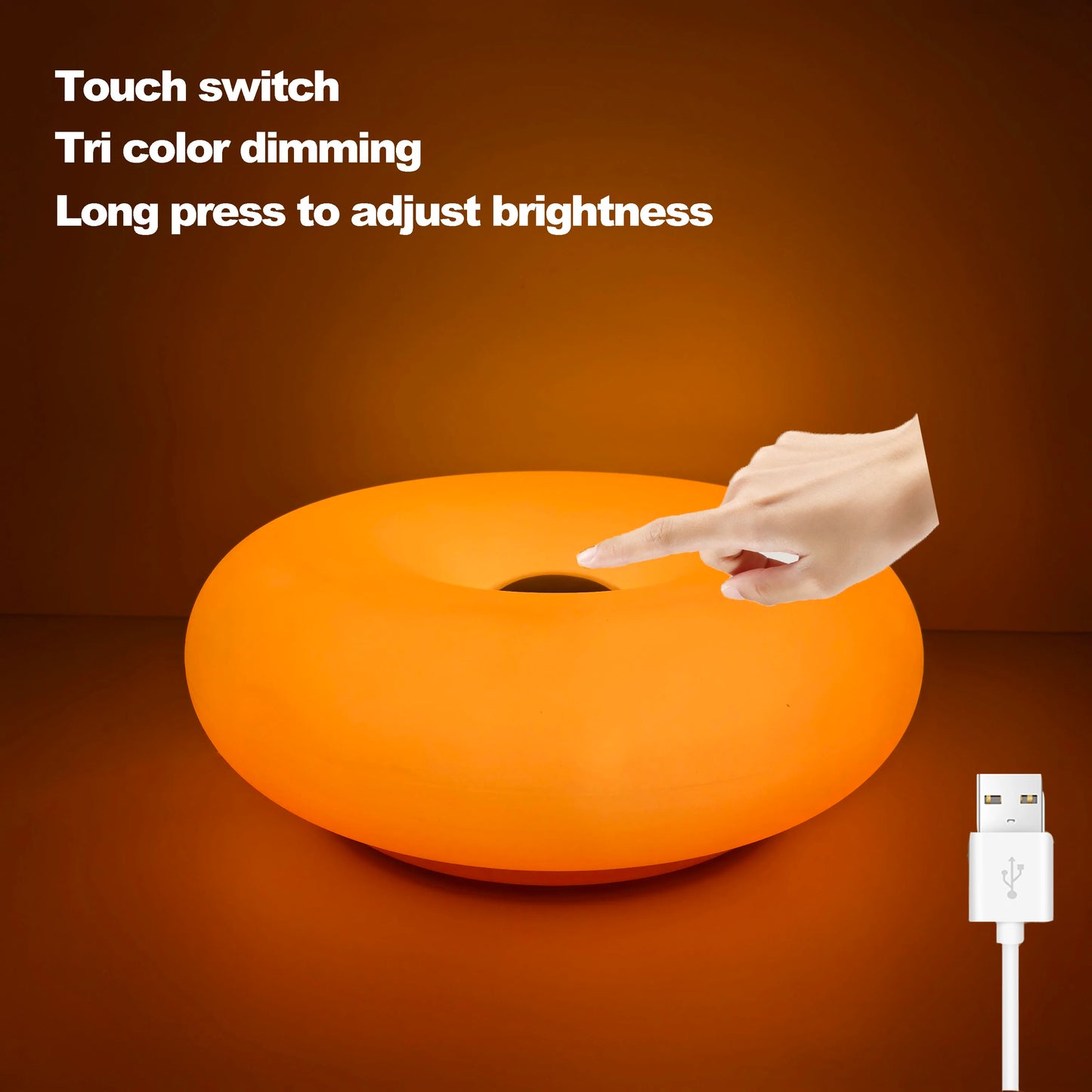 Bauhaus Donut Table Lamp – Modern USB LED Ambient Night Light for Bedroom & Living Room Decor