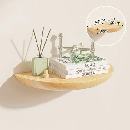 Solid Wooden Semicircle Wall Shelf