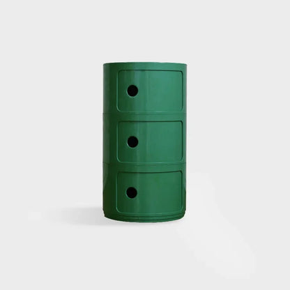 Round Nordic Bedside Table with Storage