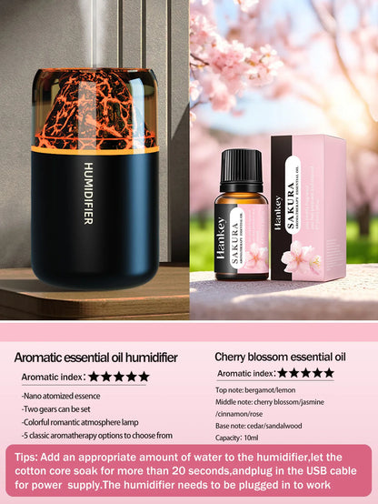 Volcanic Flame Aroma Humidifier – USB Ultrasonic Diffuser with Volcano Effect, Mist & Ambient Light for Car, Home & Bedroom