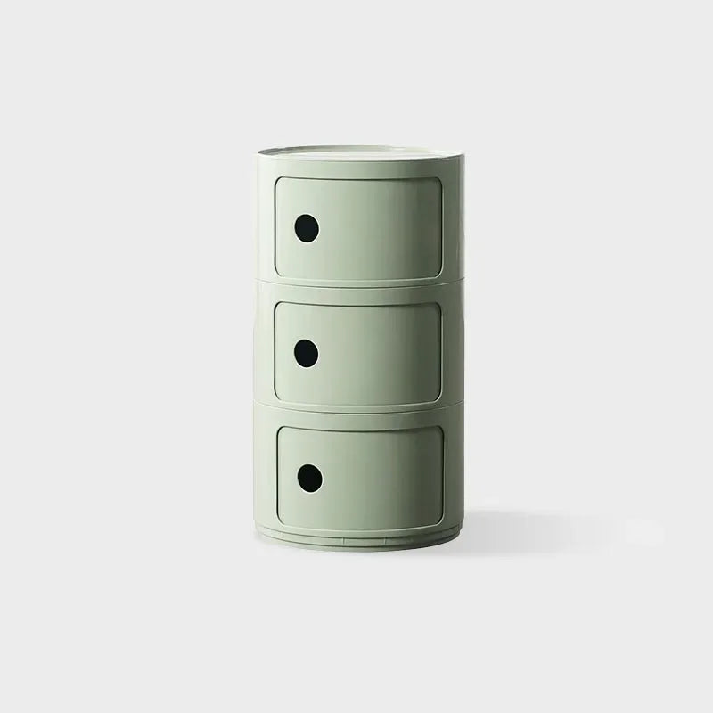 Round Nordic Bedside Table with Storage