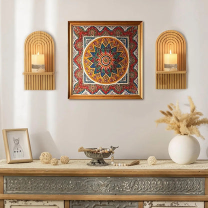 Boho Wooden Floating Wall Shelf