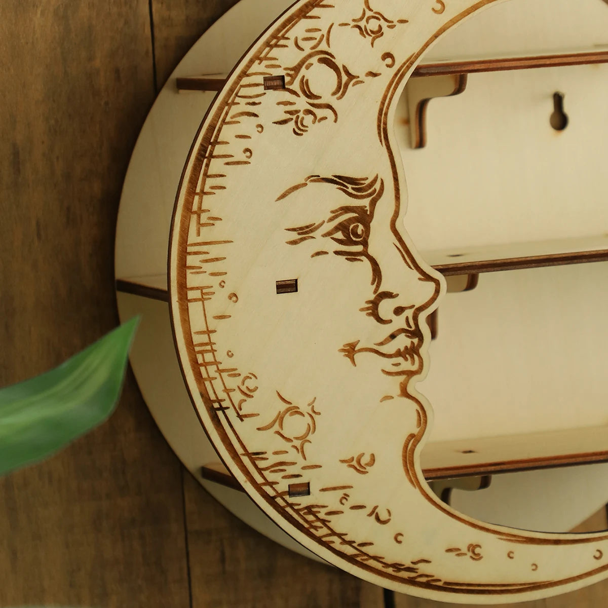 Wooden Moon Face Floating Shelf
