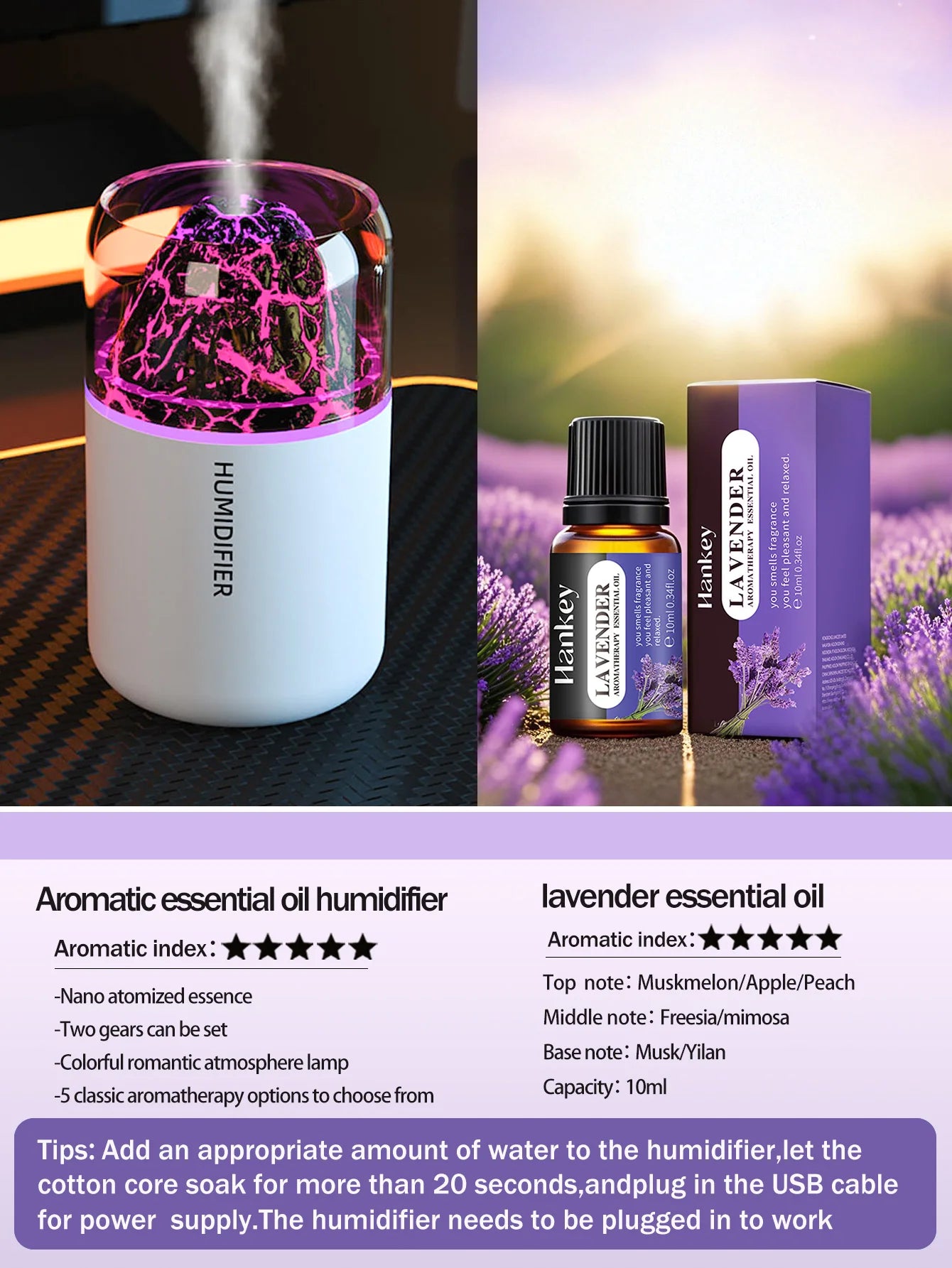 Volcanic Flame Aroma Humidifier – USB Ultrasonic Diffuser with Volcano Effect, Mist & Ambient Light for Car, Home & Bedroom