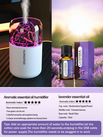 Volcanic Flame Aroma Humidifier – USB Ultrasonic Diffuser with Volcano Effect, Mist & Ambient Light for Car, Home & Bedroom