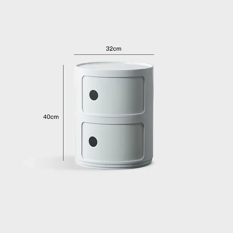 Round Nordic Bedside Table with Storage