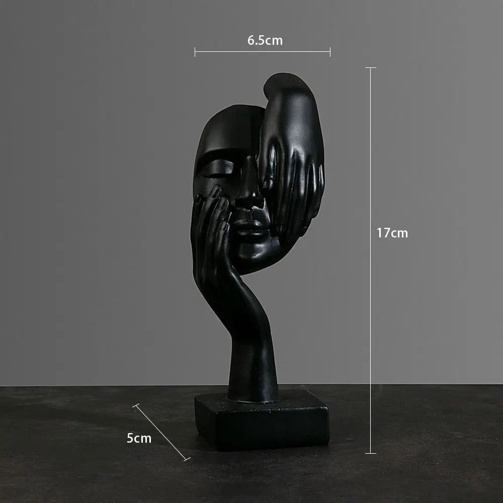 Nordic Abstract Face Resin Statue – Light Luxury Modern Sculpture Figurine for Home & Office Decor