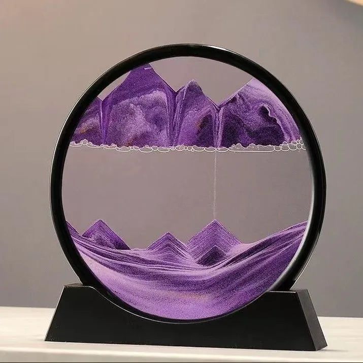 3D Moving Sand Art Picture – Round Glass Hourglass Deep Sea Sandscape Decor for Home & Office