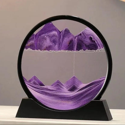 3D Moving Sand Art Picture – Round Glass Hourglass Deep Sea Sandscape Decor for Home & Office