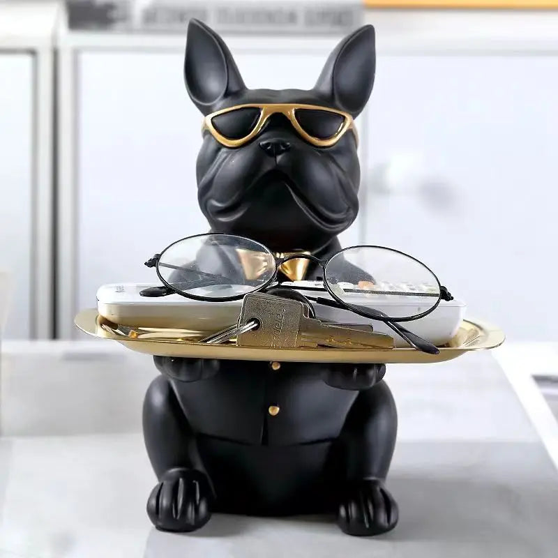 Multi-Functional Bulldog Tray Statue