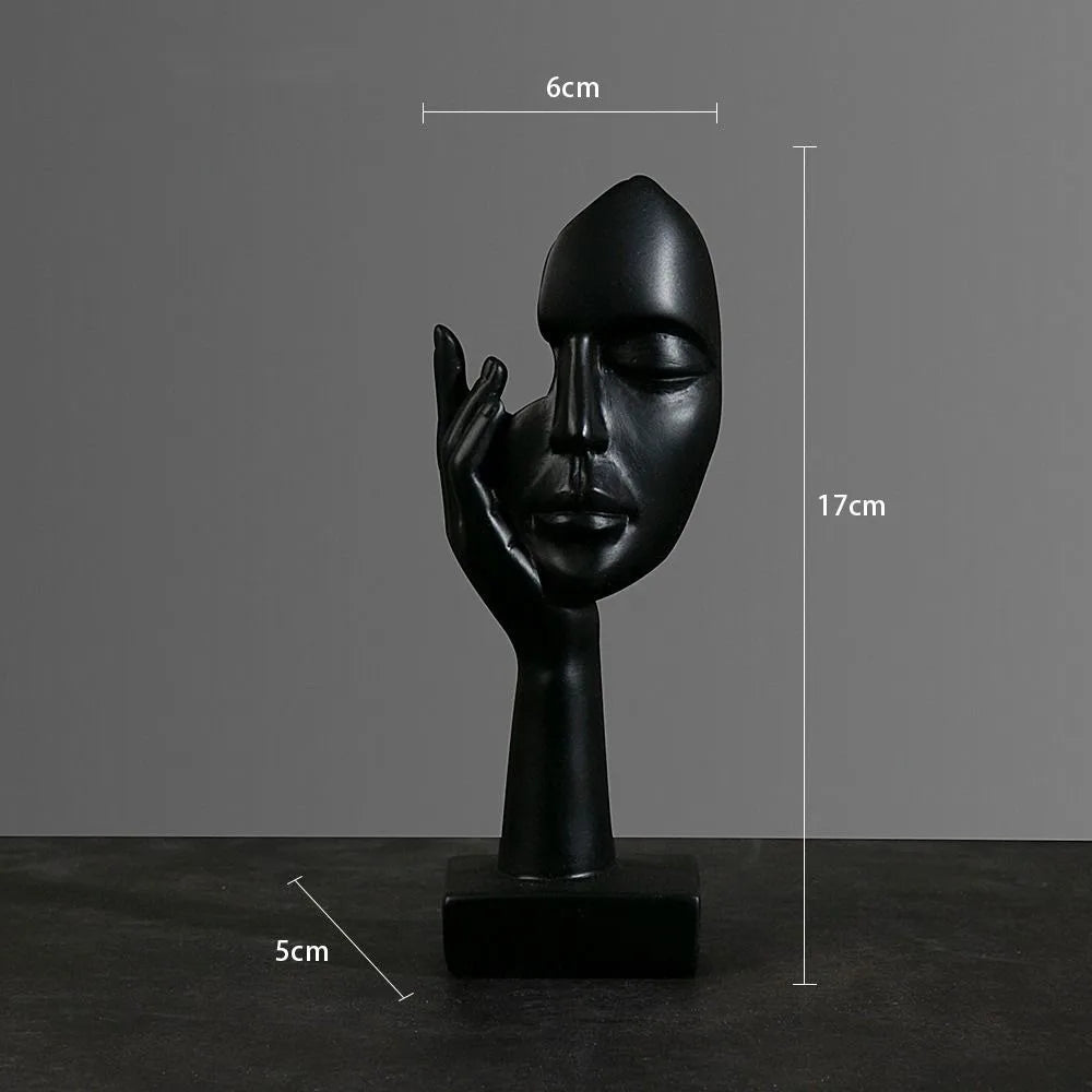 Nordic Abstract Face Resin Statue – Light Luxury Modern Sculpture Figurine for Home & Office Decor