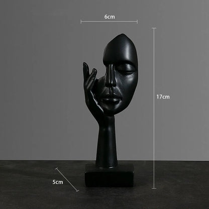 Nordic Abstract Face Resin Statue – Light Luxury Modern Sculpture Figurine for Home & Office Decor