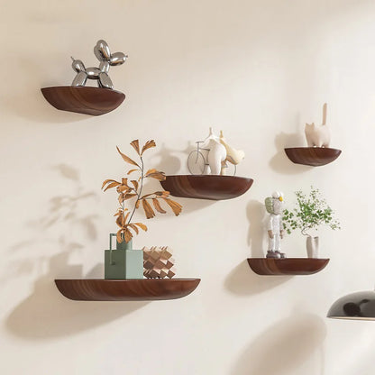 Solid Wooden Semicircle Wall Shelf