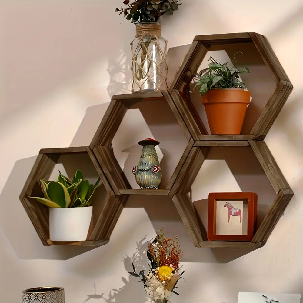 Hexagon Floating Wall Shelf