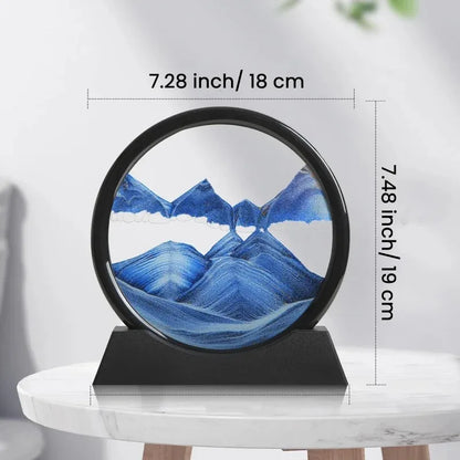3D Moving Sand Art Picture – Round Glass Hourglass Deep Sea Sandscape Decor for Home & Office