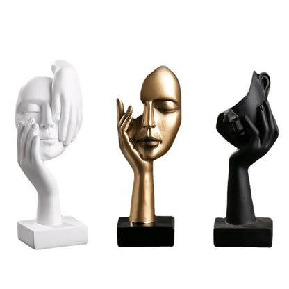 Nordic Abstract Face Resin Statue – Light Luxury Modern Sculpture Figurine for Home & Office Decor