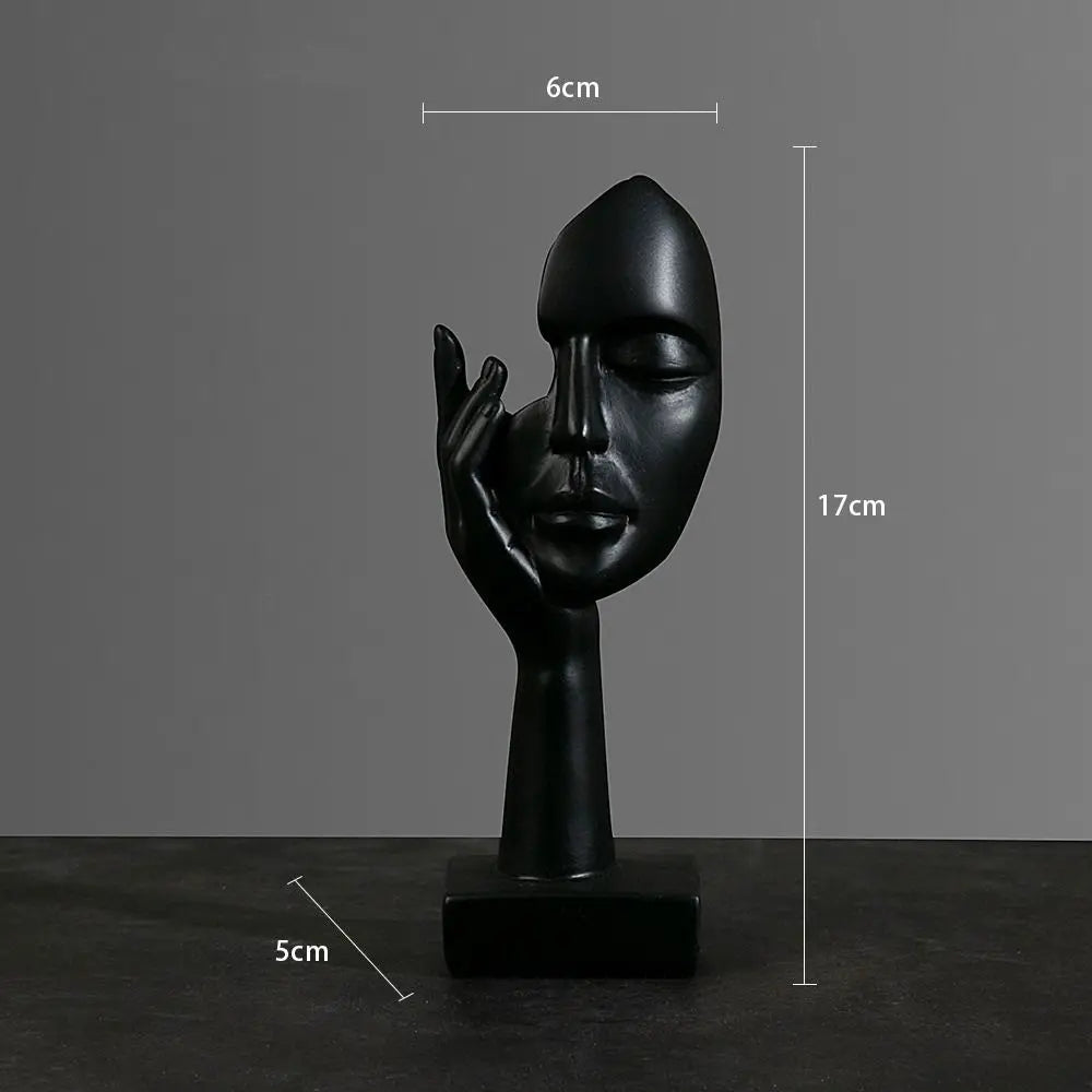 Nordic Abstract Face Resin Statue – Light Luxury Modern Sculpture Figurine for Home & Office Decor