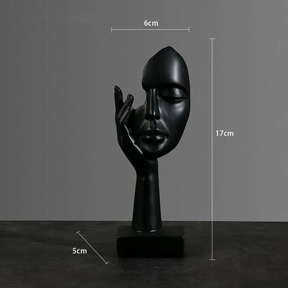 Nordic Abstract Face Resin Statue – Light Luxury Modern Sculpture Figurine for Home & Office Decor