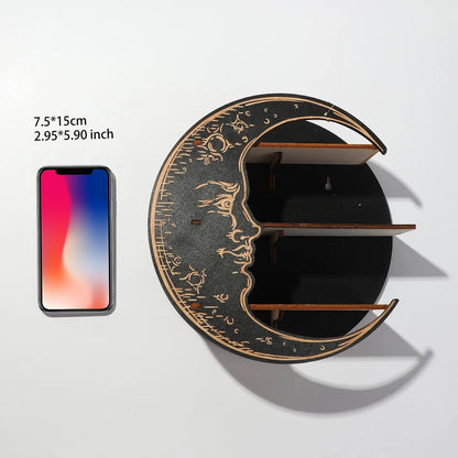 Wooden Moon Face Floating Shelf