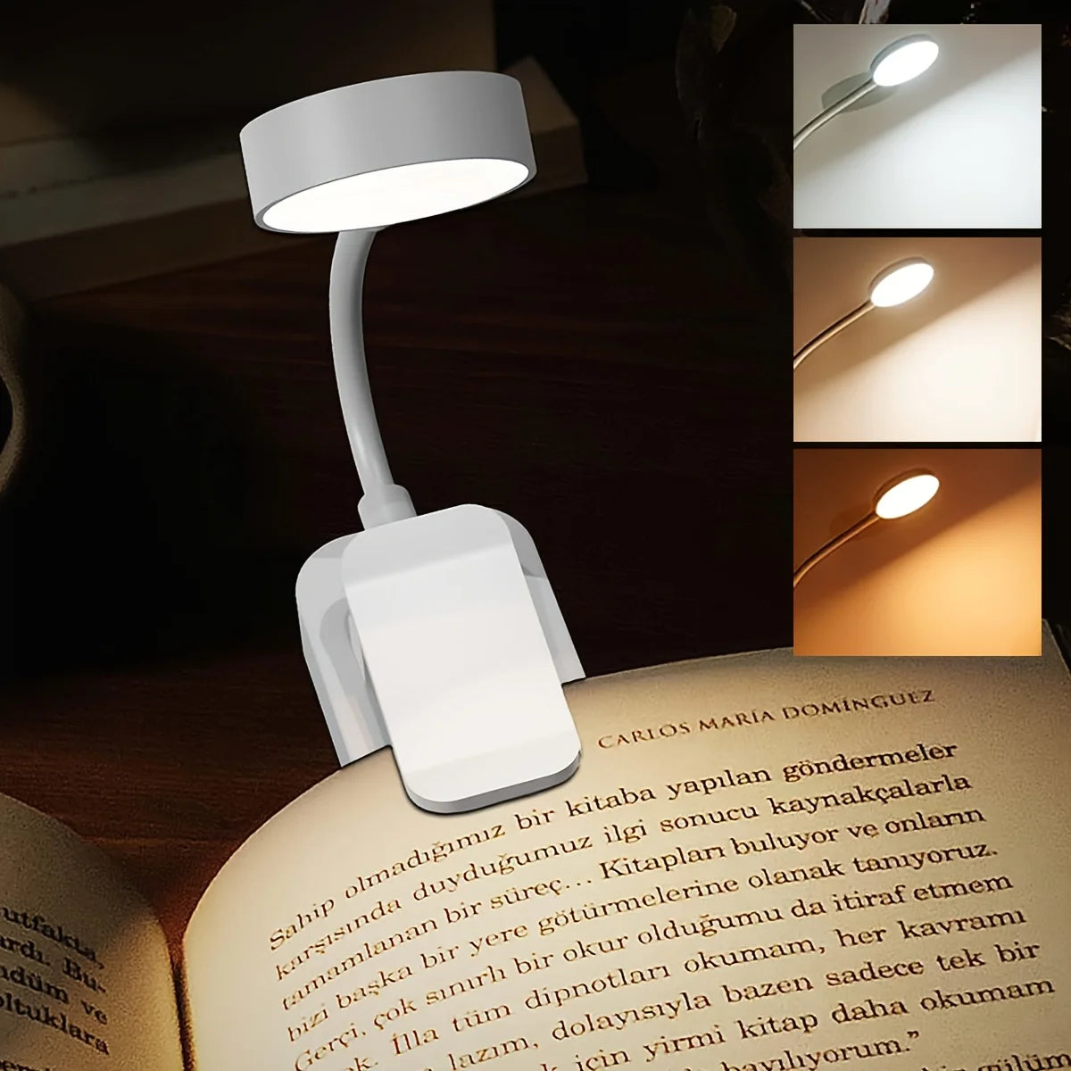 USB Rechargeable Clip Book Light – Foldable LED Reading & Night Lamp